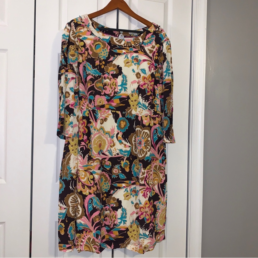 Boden Dress Pink Brown Teal Size 16L